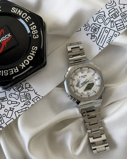GShock-GM2110D (White dial Analog Digital Watch)